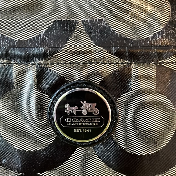 COACH ALEX OP ART SIGNATURE LEATHER LOGO SATCHEL BAG 14262 - Picture 2 of 13